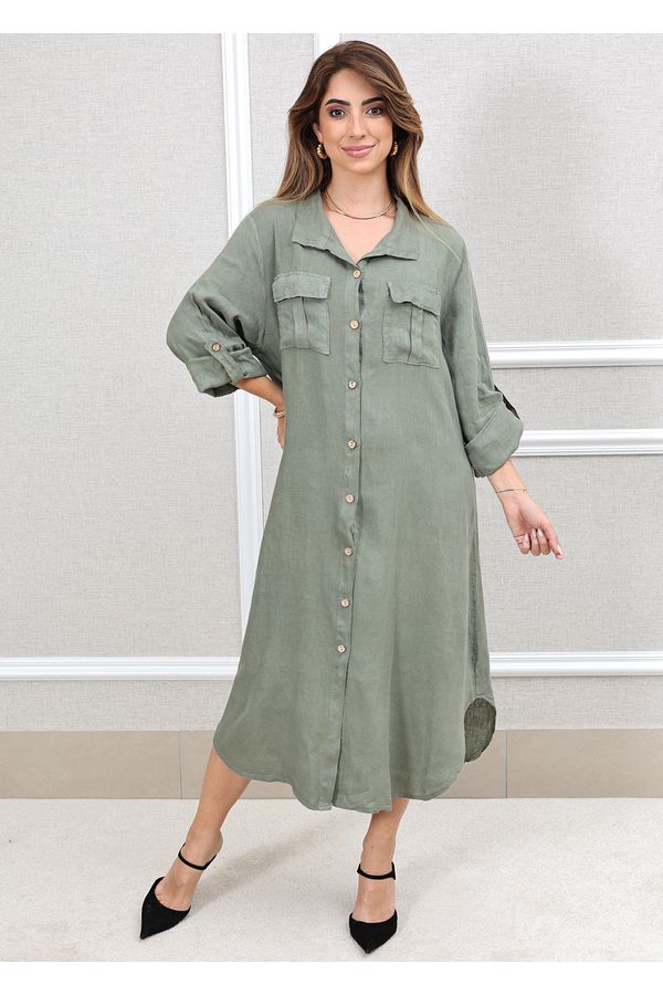 CHEMISE MIRELA MILITAR - Loja Linho Italiano