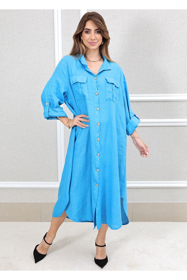 CHEMISE MIRELA AZUL CELESTE - Loja Linho Italiano