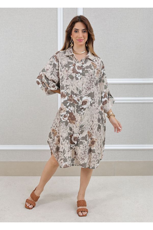 CHEMISE ISADORA BEGE - Loja Linho Italiano