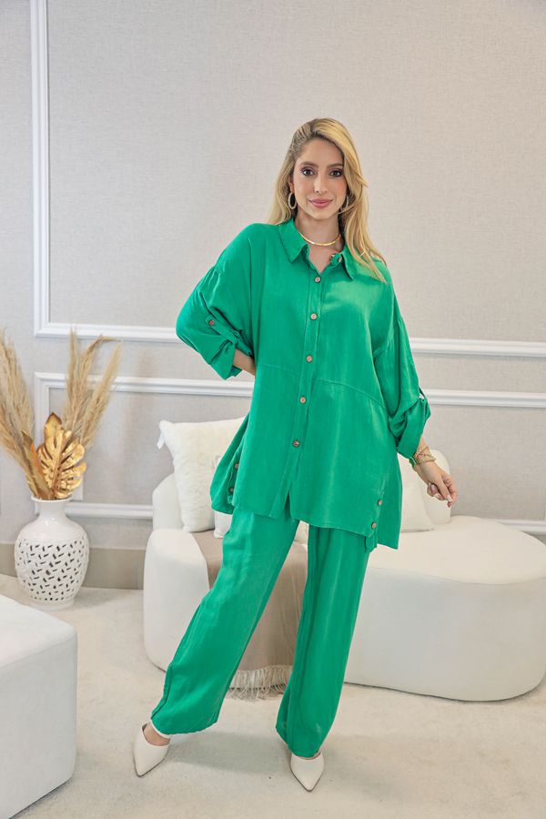 CONJUNTO PAULA VERDE BANDEIRA - Loja Linho Italiano