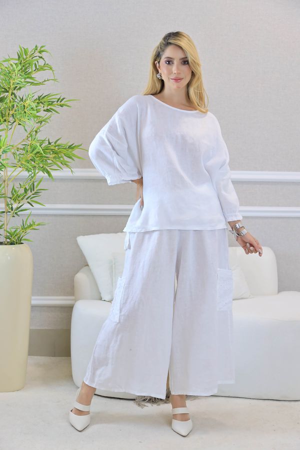 CONJUNTO NYRA BRANCO - Loja Linho Italiano