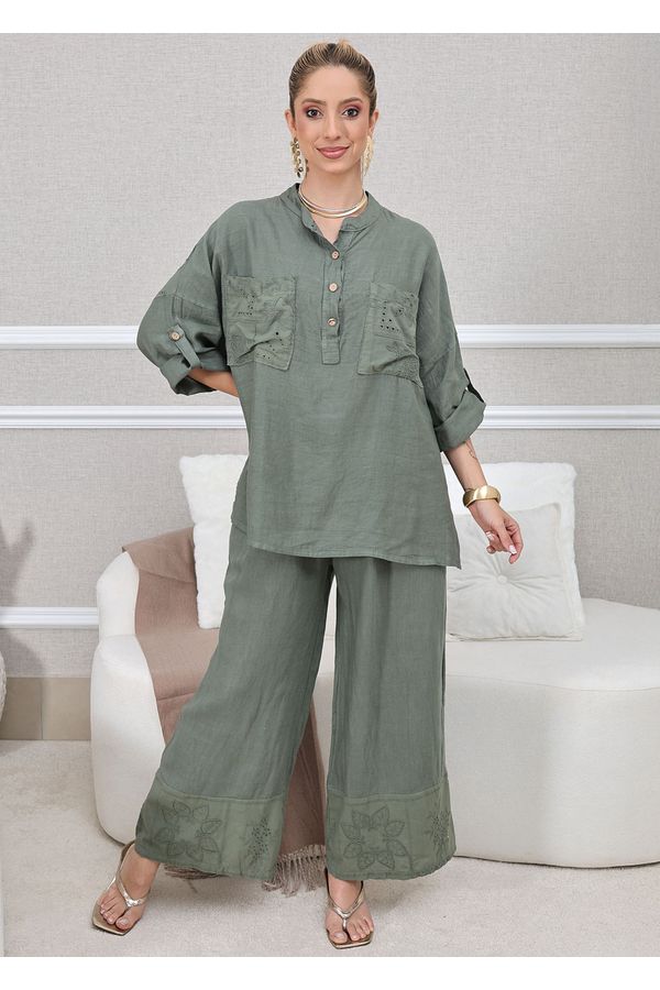 CONJUNTO SUZANA MILITAR - Loja Linho Italiano