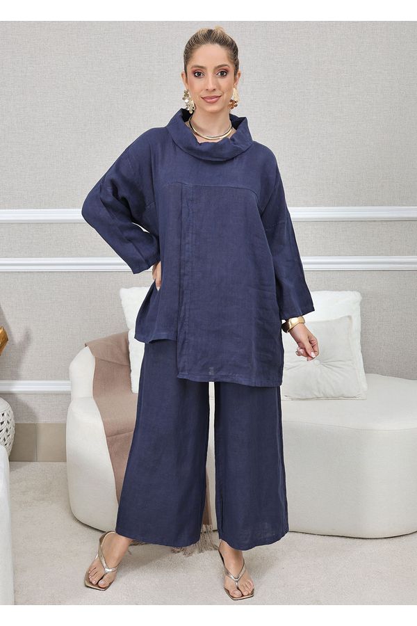 CONJUNTO ELIENE AZUL MARINHO - Loja Linho Italiano