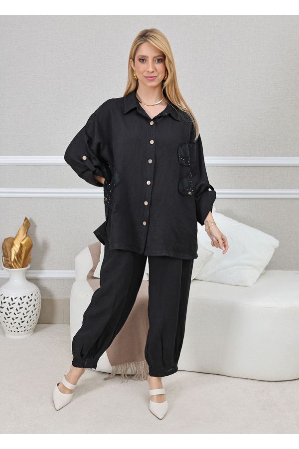 CONJUNTO LAINE PRETO - Loja Linho Italiano