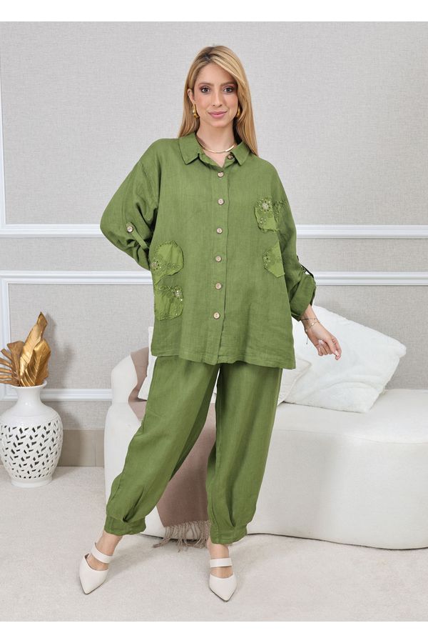 CONJUNTO LAINE VERDE MUSGO - Loja Linho Italiano