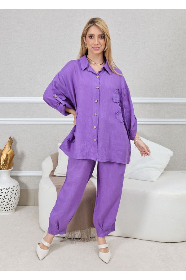 CONJUNTO LAINE ROXO - Loja Linho Italiano