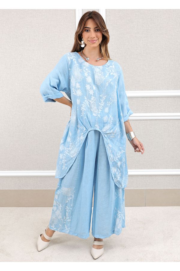 CONJUNTO ALINE AZUL BEBE - Loja Linho Italiano