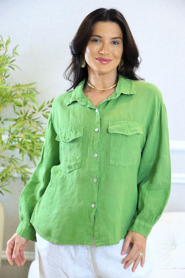 JAQUETA DANIELA PISTACHE - Loja Linho Italiano