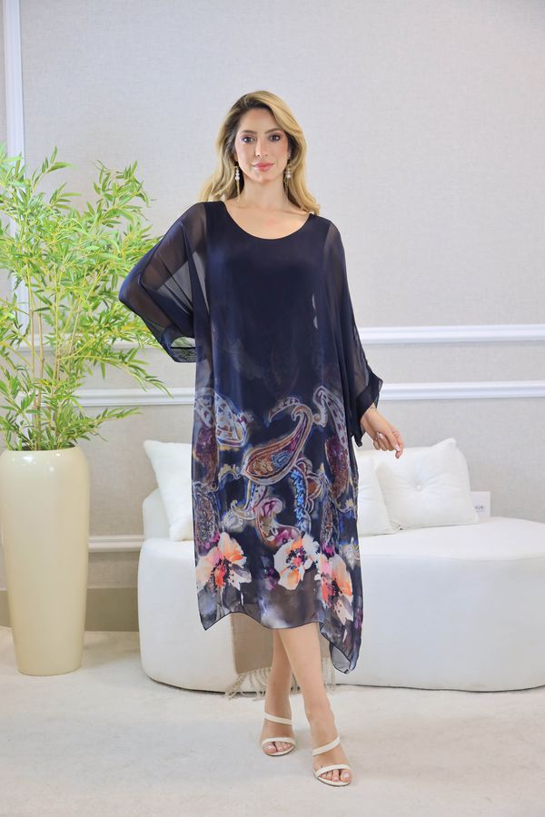 KAFTAN SILVIA SEDA PRETO - Loja Linho Italiano