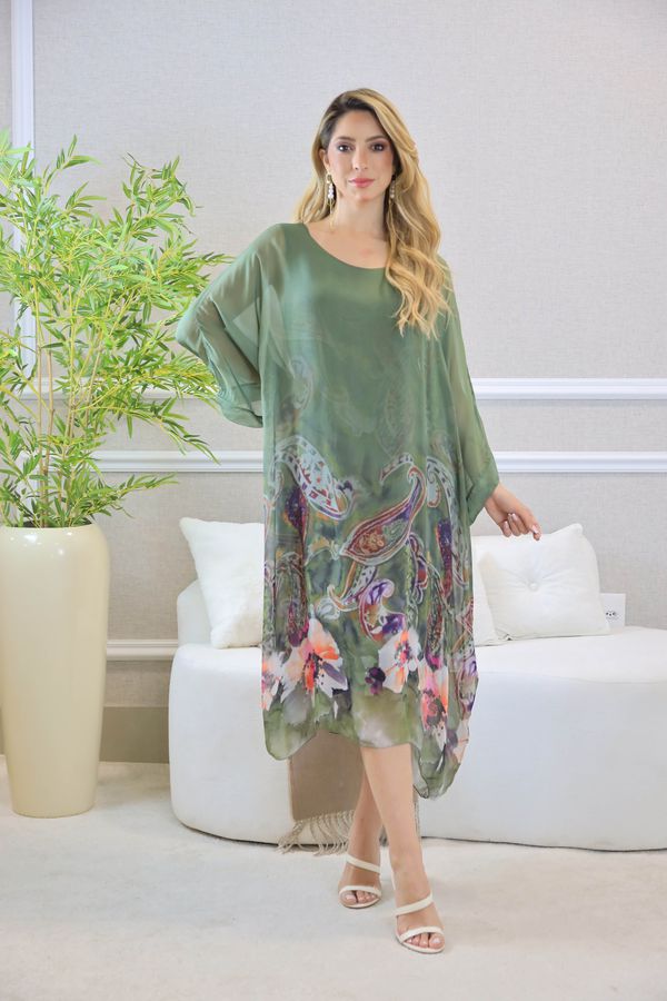 KAFTAN SILVIA SEDA PISTACHE - Loja Linho Italiano
