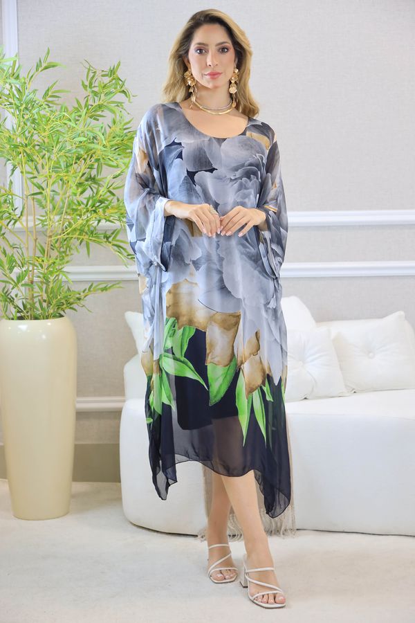 KAFTAN STELLA SEDA PRETO - Loja Linho Italiano