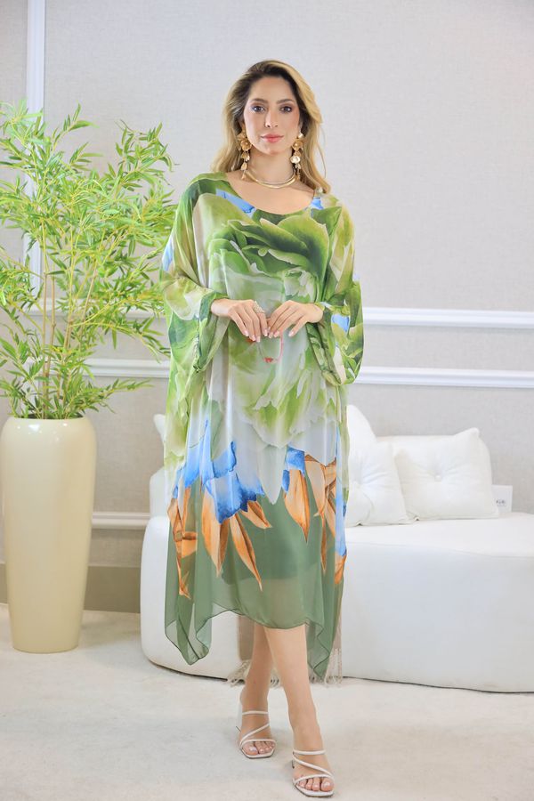 KAFTAN STELLA SEDA MILITAR - Loja Linho Italiano