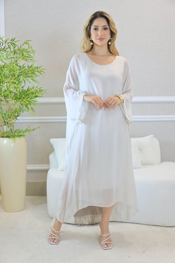 KAFTAN PATRICÍA SEDA BEGE - Loja Linho Italiano