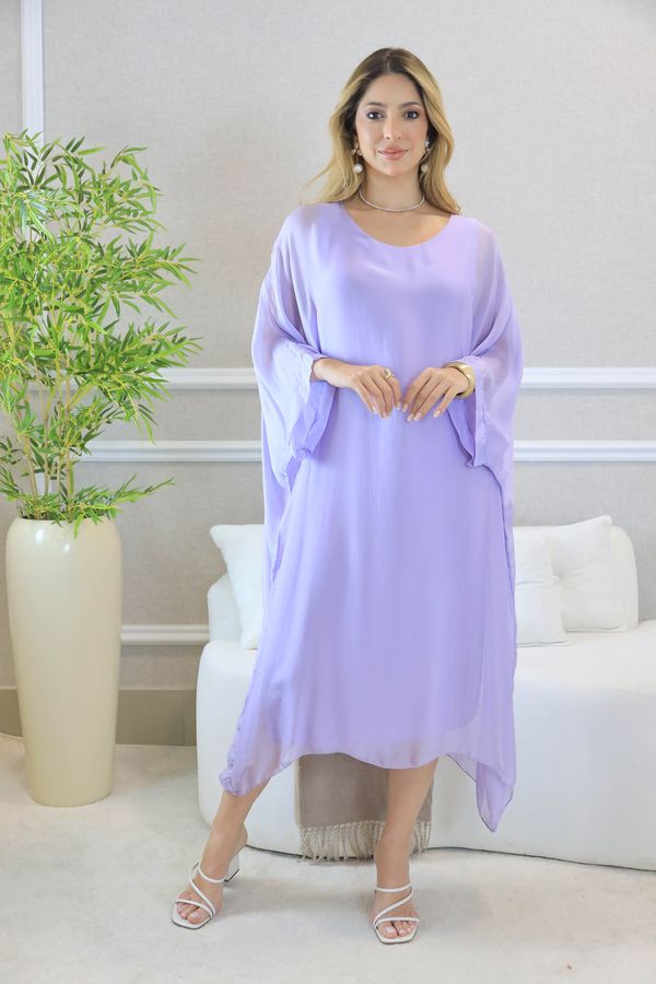 KAFTAN PATRICÍA SEDA LILAS - Loja Linho Italiano