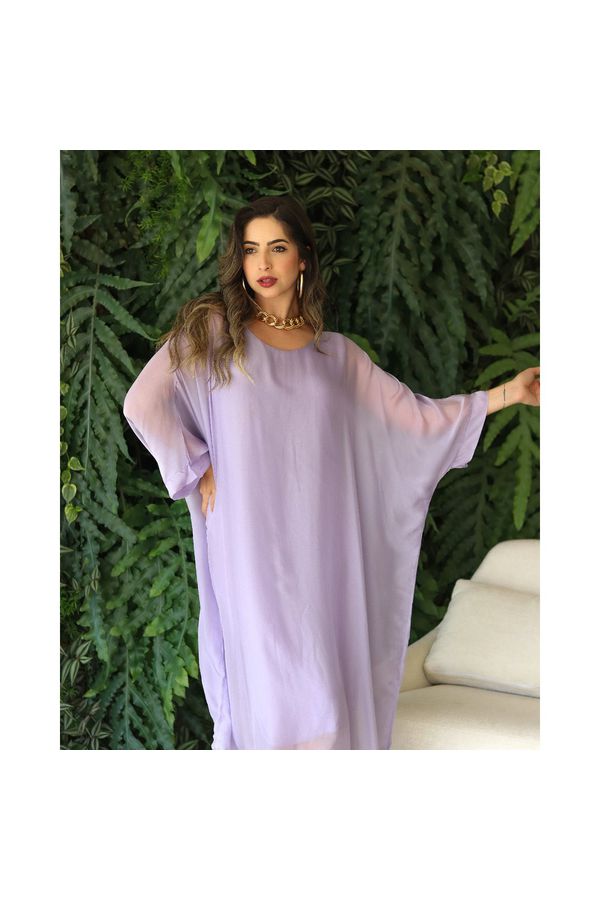 KAFTAN PATRICÍA SEDA LILAS - Loja Linho Italiano