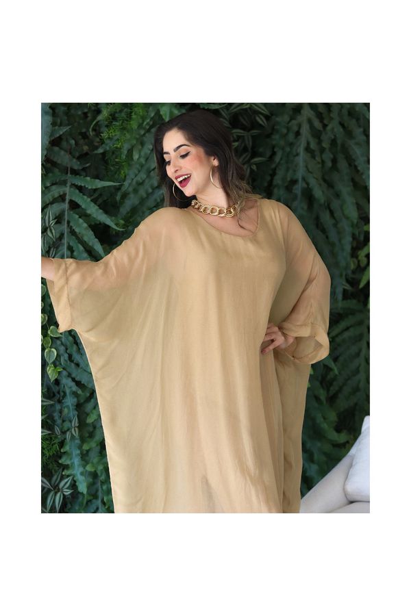 KAFTAN PATRICÍA SEDA CARAMELO - Loja Linho Italiano