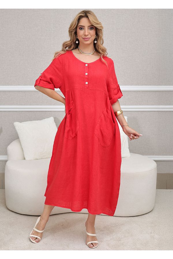 TÚNICA PAULA VERMELHO - Loja Linho Italiano