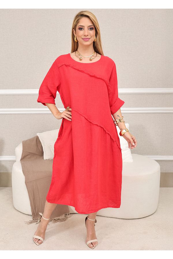 TÚNICA MARLYANA VERMELHO - Loja Linho Italiano