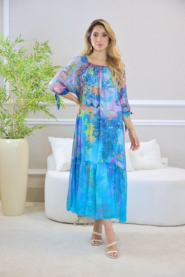 VESTIDO CATARINA VERDE AGUA - Loja Linho Italiano