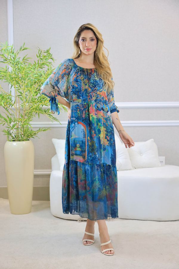 VESTIDO CATARINA PETROLEO - Loja Linho Italiano