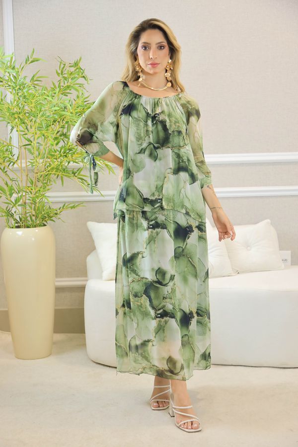 VESTIDO YASMIN SEDA MILITAR - Loja Linho Italiano