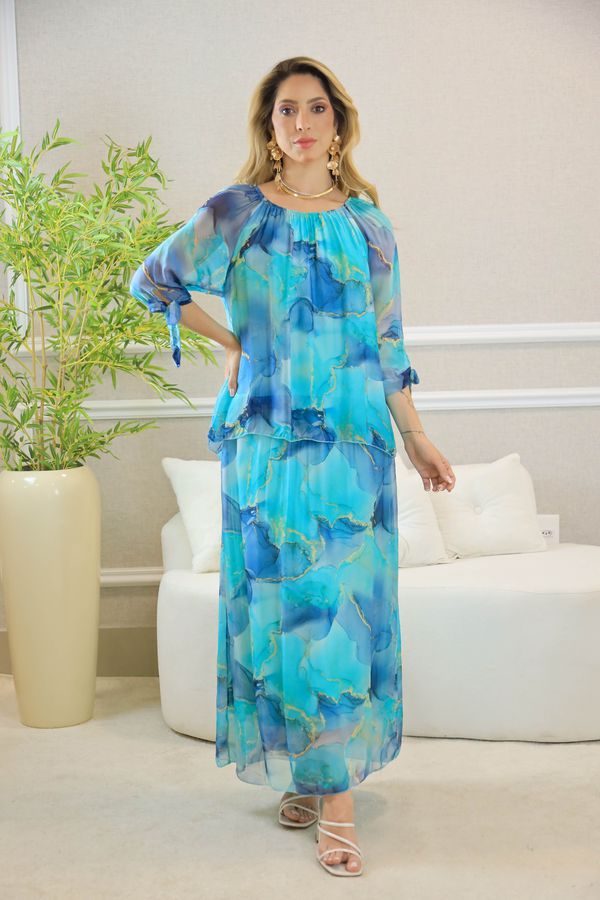 VESTIDO YASMIN SEDA VERDE AGUA - Loja Linho Italiano