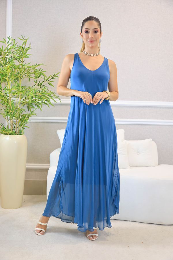 VESTIDO ROSANGELA PETROLEO - Loja Linho Italiano