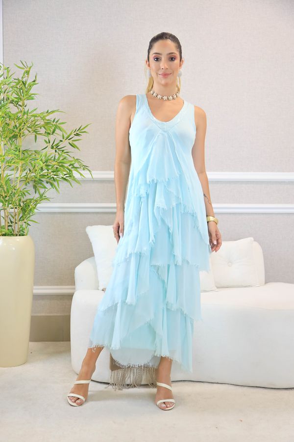 VESTIDO JULIETE VERDE AGUA - Loja Linho Italiano