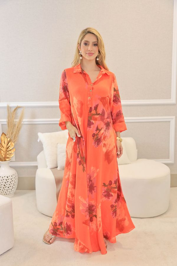 VESTIDO RAISSA LARANJA - Loja Linho Italiano