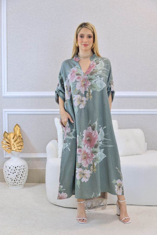 VESTIDO MEIRY MILITAR - Loja Linho Italiano
