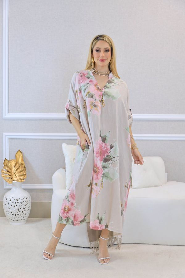 VESTIDO MEIRY BEGE - Loja Linho Italiano