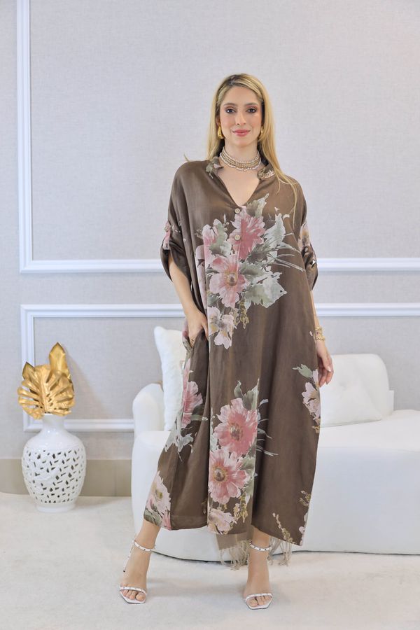 VESTIDO MEIRY MARROM - Loja Linho Italiano