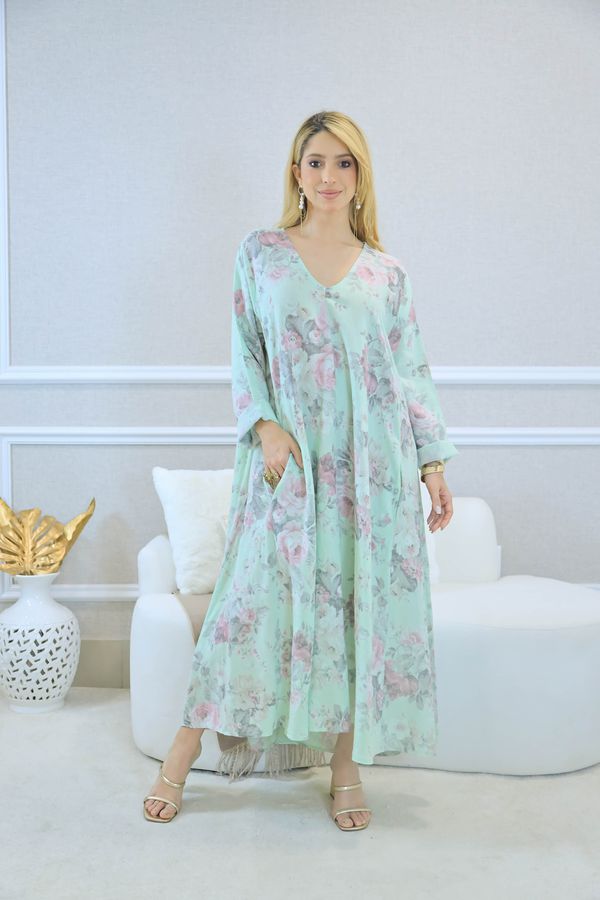 VESTIDO GISELE VERDE AGUA - Loja Linho Italiano