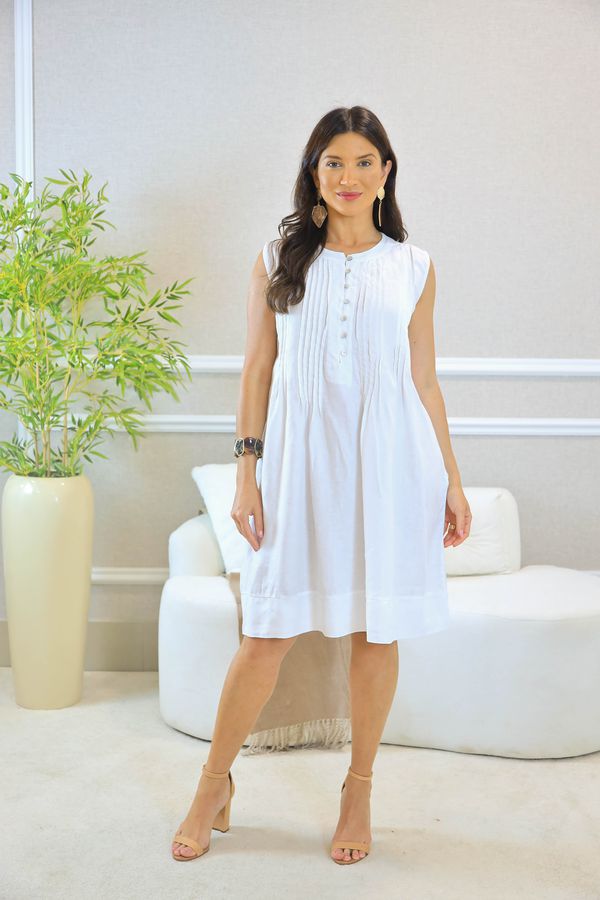 VESTIDO TERESA BRANCO - Loja Linho Italiano