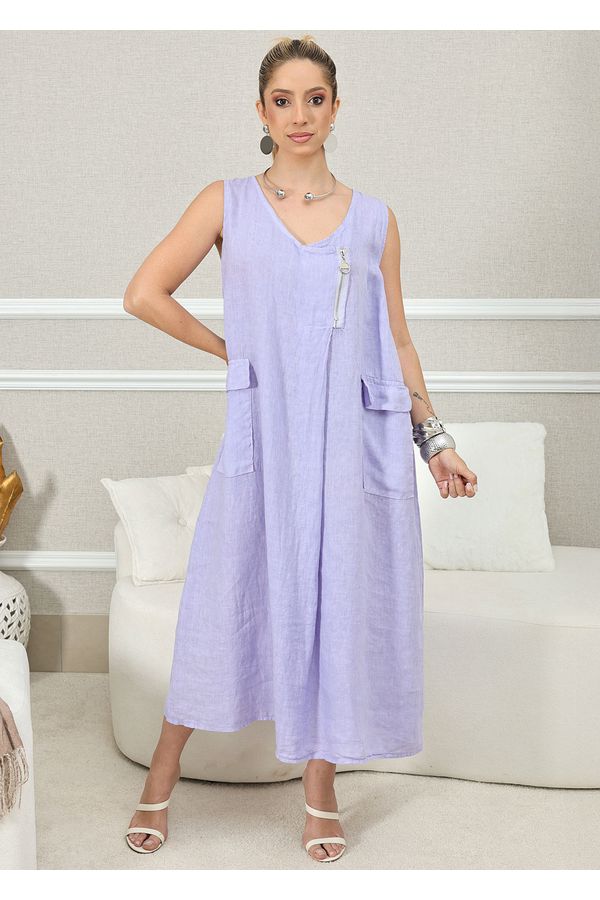 VESTIDO JOSETTE LILAS - Loja Linho Italiano