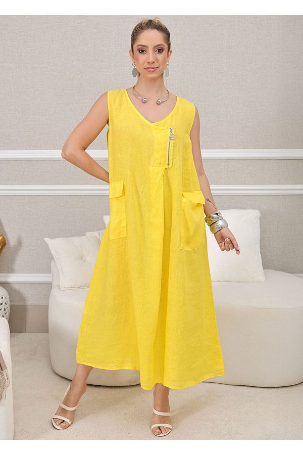 VESTIDO JOSETTE AMARELO - Loja Linho Italiano