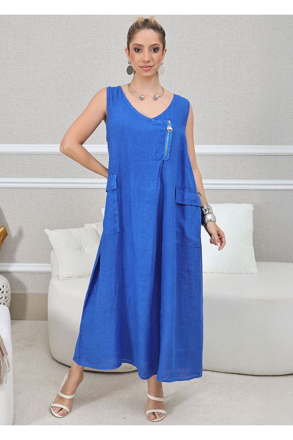 VESTIDO JOSETTE AZUL ROYAL - Loja Linho Italiano