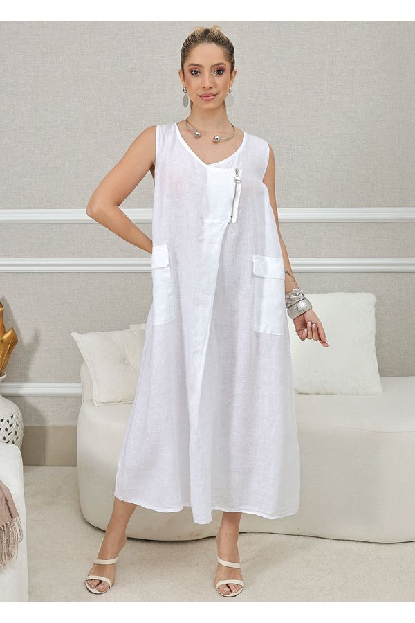 VESTIDO JOSETTE BRANCO - Loja Linho Italiano