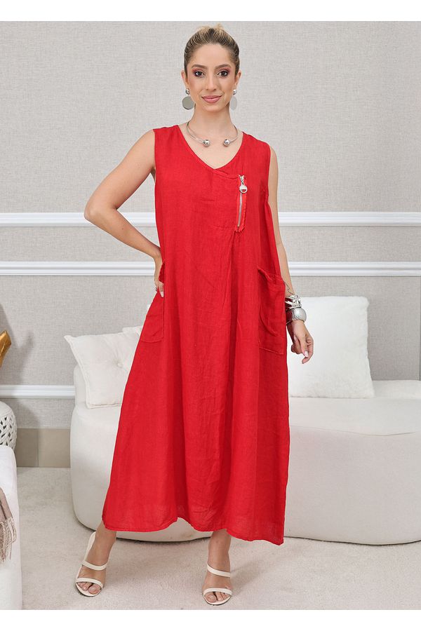 VESTIDO JOSETTE VERMELHO - Loja Linho Italiano