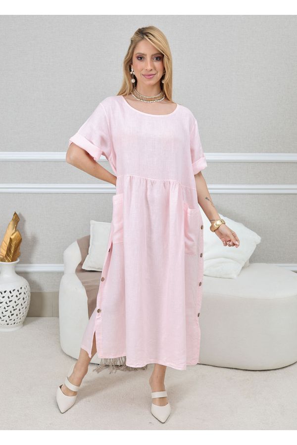 VESTIDO CARMEN ROSA BEBÊ - Loja Linho Italiano