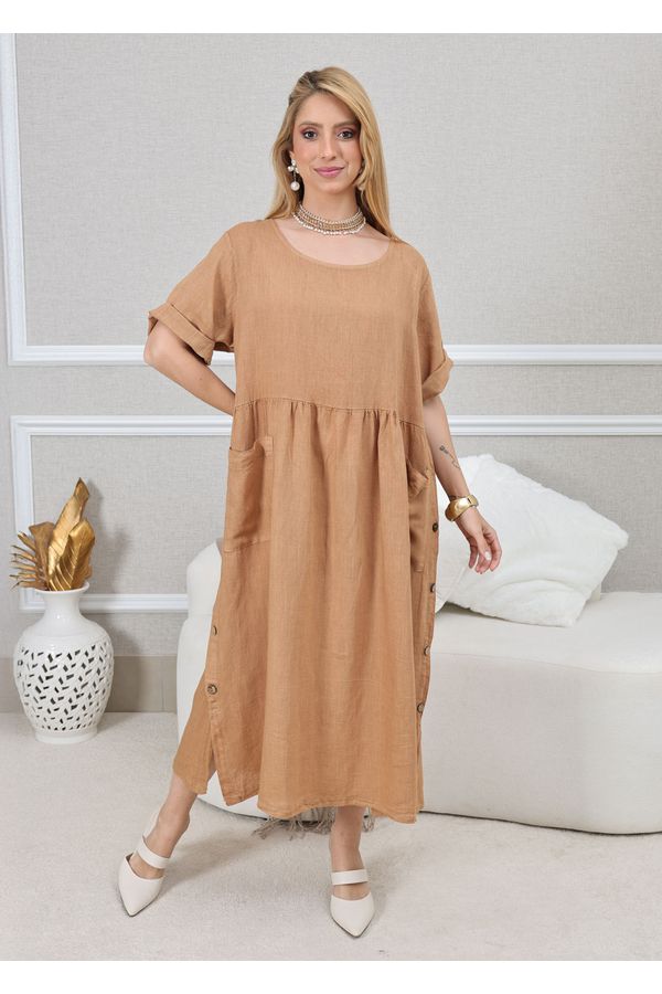 VESTIDO CARMEN CARAMELO - Loja Linho Italiano