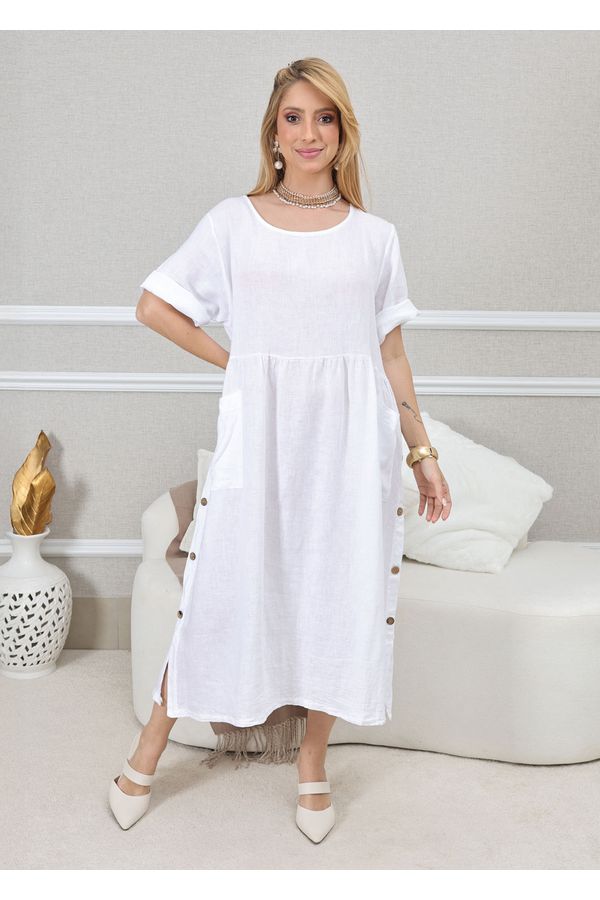 VESTIDO CARMEN BRANCO - Loja Linho Italiano