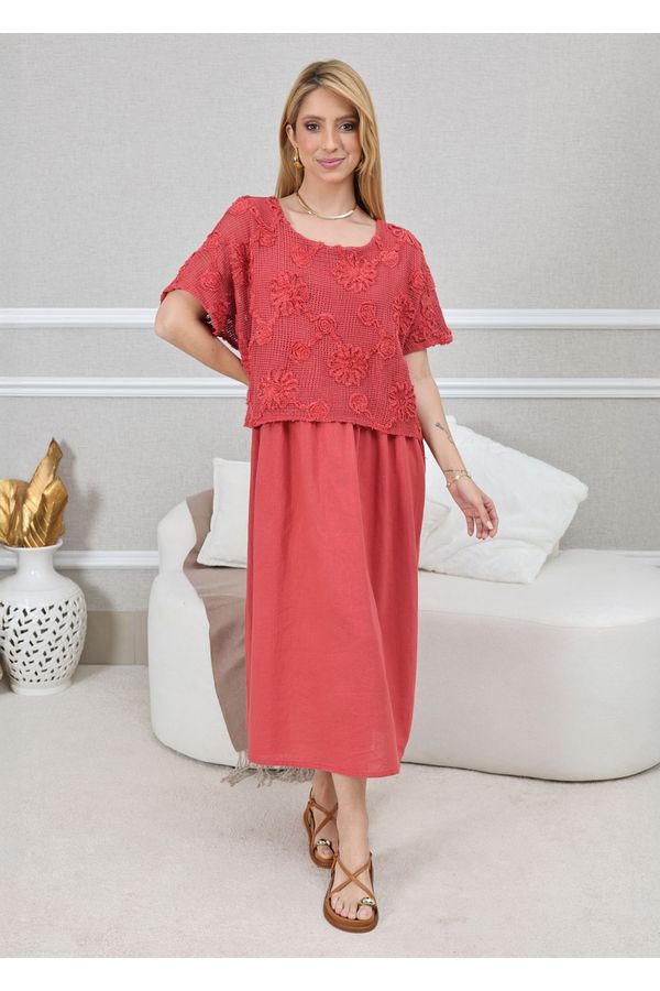 VESTIDO KEMILY TELHA - Loja Linho Italiano
