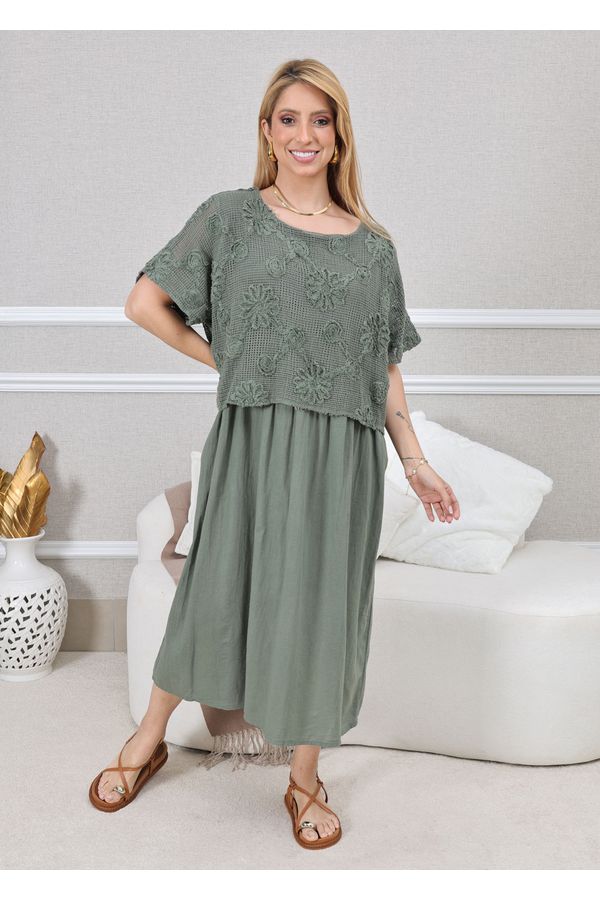 VESTIDO KEMILY MILITAR - Loja Linho Italiano