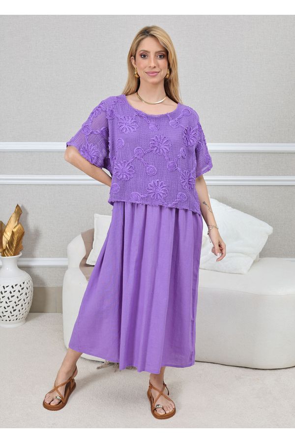 VESTIDO KEMILY ROXO - Loja Linho Italiano