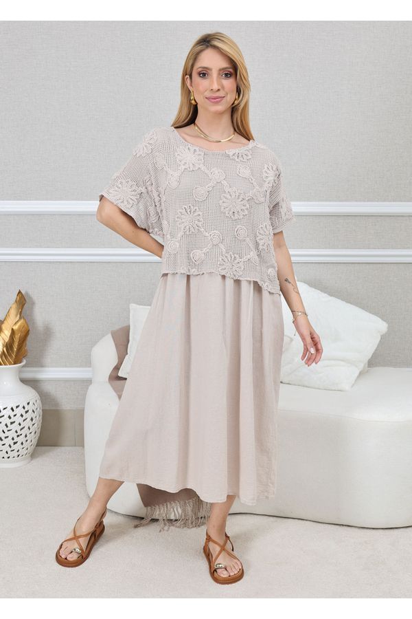 VESTIDO KEMILY BEGE - Loja Linho Italiano