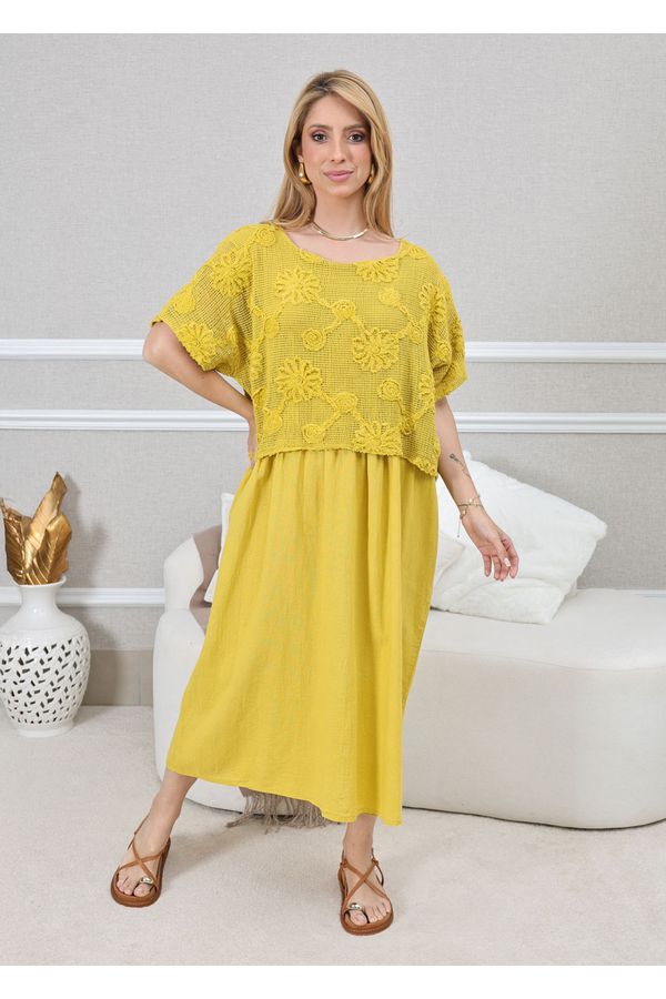 VESTIDO KEMILY MOSTARDA - Loja Linho Italiano