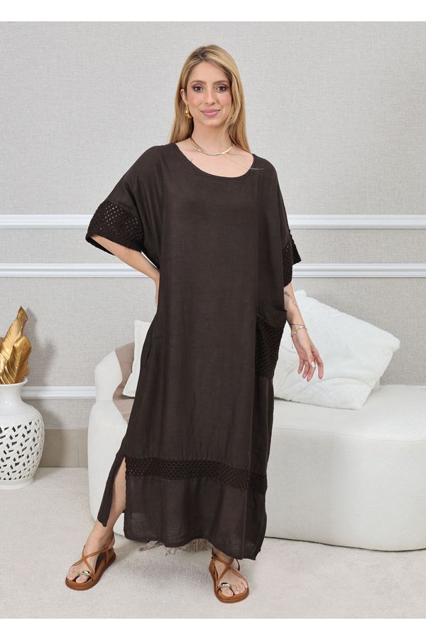 VESTIDO EVELIN MARROM - Loja Linho Italiano
