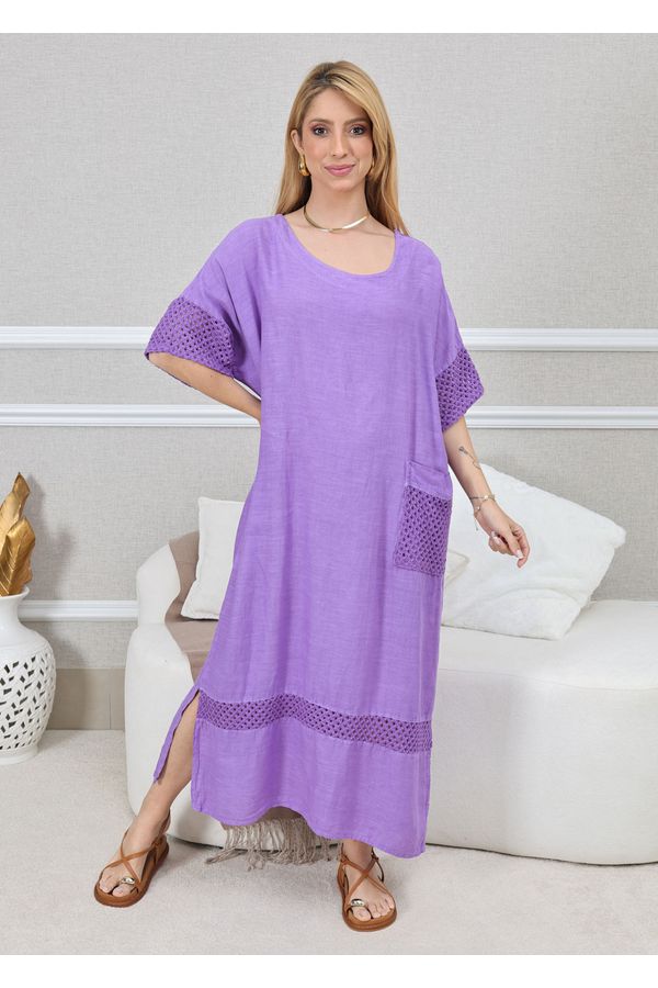VESTIDO EVELIN ROXO - Loja Linho Italiano