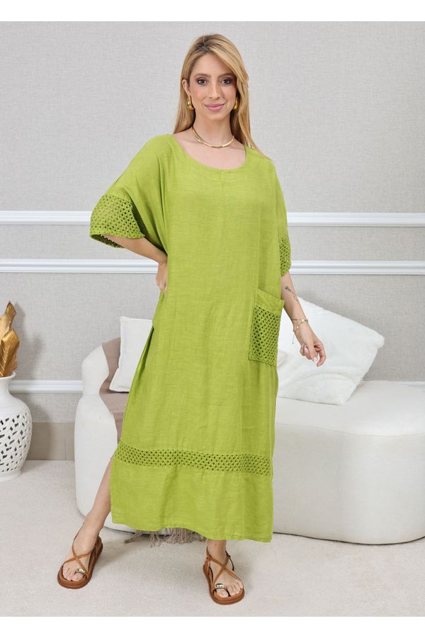 VESTIDO EVELIN PISTACHE - Loja Linho Italiano